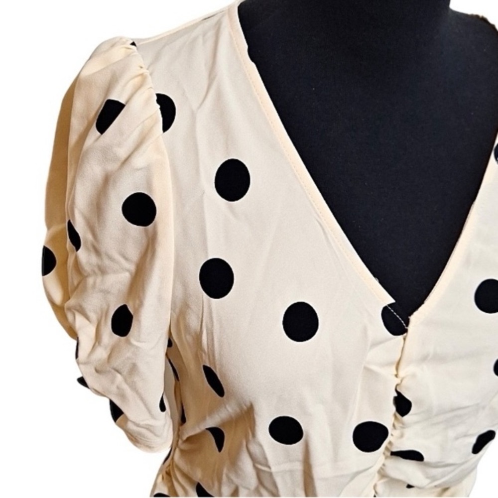 A New Day NWT
Women's Crepe Short Sleeve
Midi Color: Cream with Black Polka Dots - Picture 8 of 11